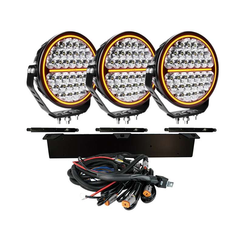 Siberia NR 9″ LED Ekstra lys sæt 3 - pakke - Klar linse - Strenge - Carlevel - 