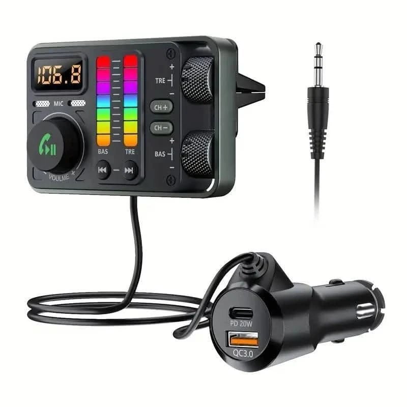 Trådløs FM - sender til bil med Bluetooth, funktion - Stream musik og besvare opkald nemt - Carlevel -