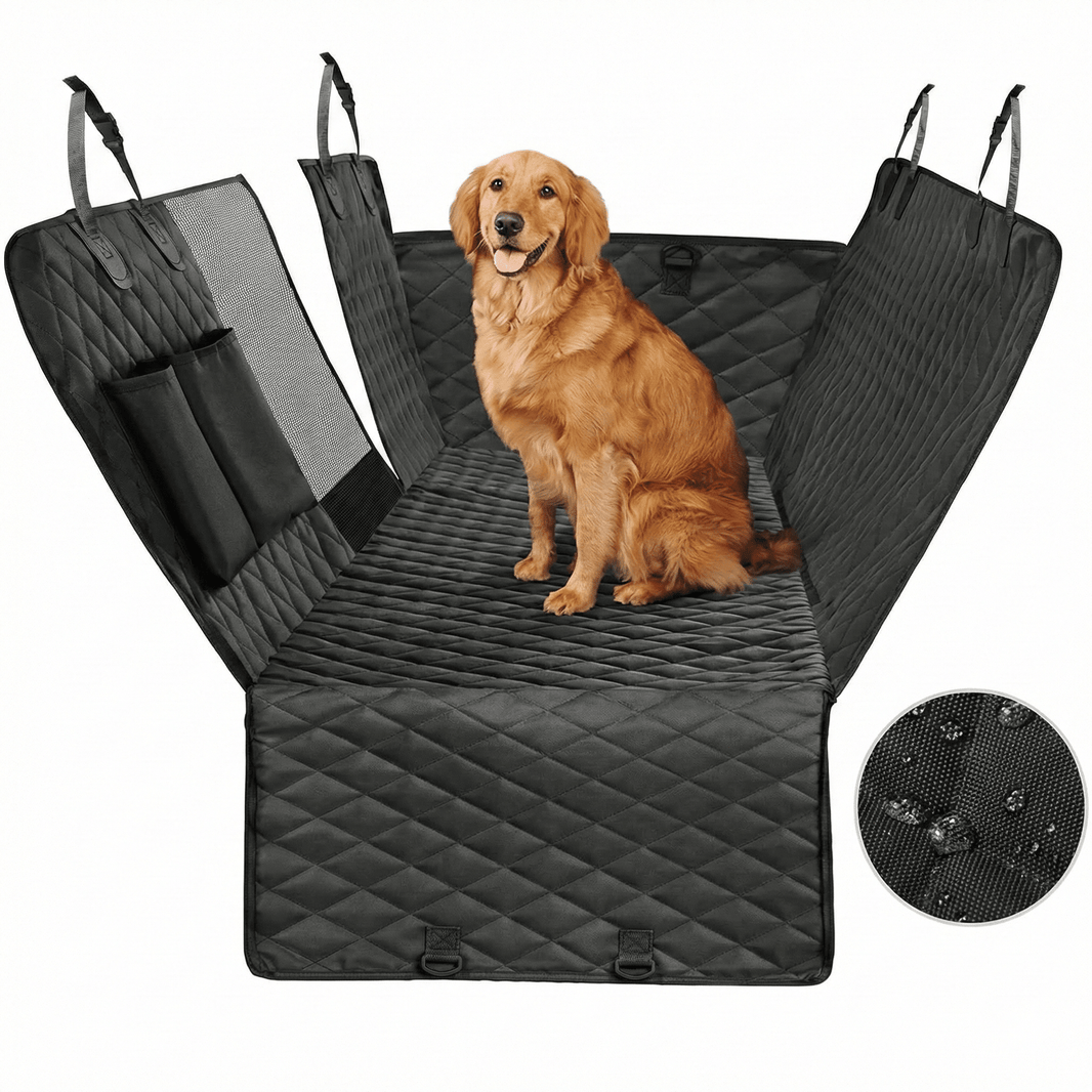 Bagsædets hundebetræk - vandtæt med mesh-vindue og hængekøjedesign - forfra produktbillede | Carlevel