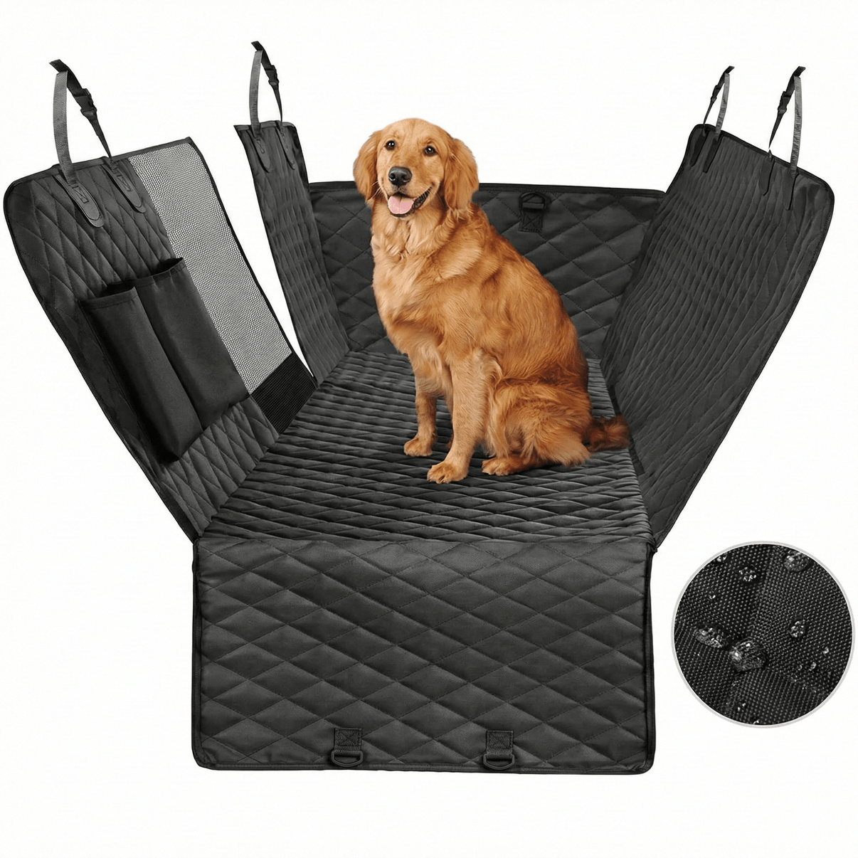 Bagsædets hundebetræk - vandtæt med mesh-vindue og hængekøjedesign - forfra produktbillede | Carlevel
