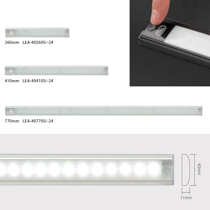 nærbillede af detaljer og materialer af Interior LED - Strip 260mm - ON/OFF - Sølv - LEA