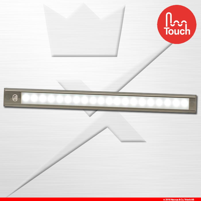 sidebillede, der viser profil og design af interiør LED - Strip 410mm - Touch Grey - LEA
