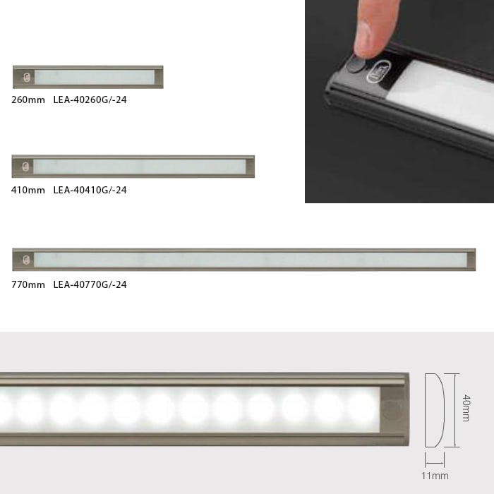 billede, der viser brug af indvendig LED - Strip 410mm - Touch Grey - LEA