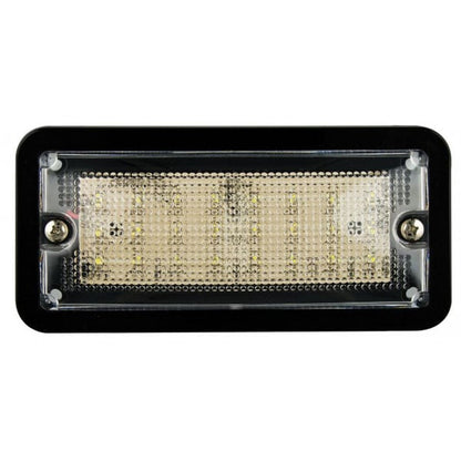 produktbillede forfra, der viser interiørlampe L148 – Sort (148x71 mm) – LEA