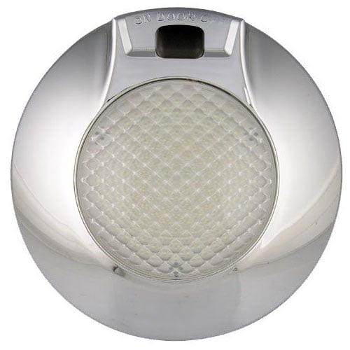 produktbillede forfra, der viser Indvendig lampe Ø143mm – ON/OFF – Krom – LEA
