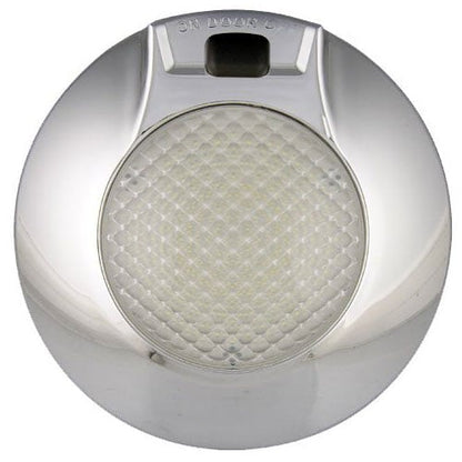 produktbillede forfra, der viser Indvendig lampe Ø143mm – ON/OFF – Krom – LEA