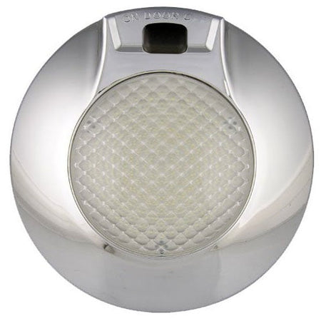 produktbillede forfra, der viser Indvendig lampe Ø143mm – ON/OFF – Krom – LEA