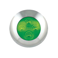 produktbillede forfra, der viser interiørlampe Ø75mm – Grøn 12V – LEA