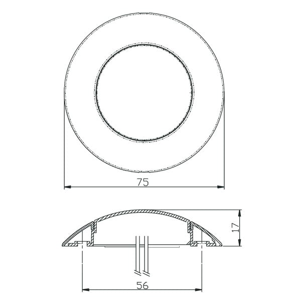 Indvendig lampe Ø75mm – Rød 12V – nærbillede detaljer | LEA