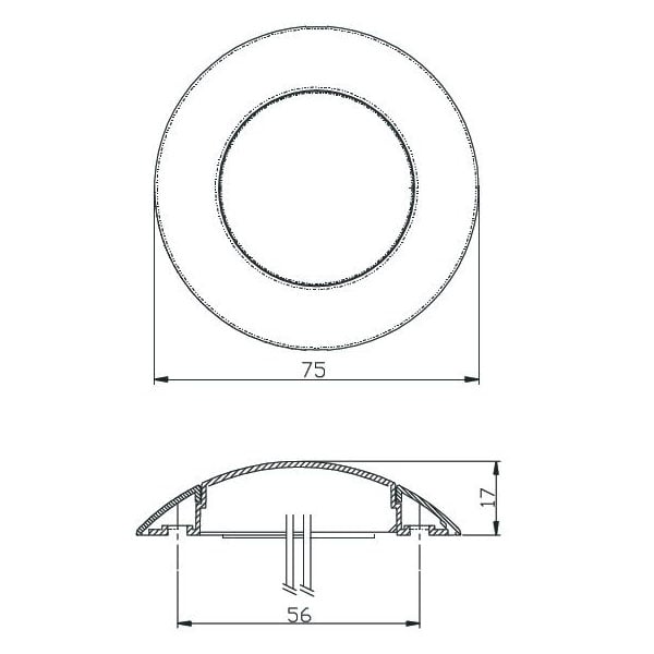 Indvendig lampe Ø75mm – Hvid – 24V – produkt set fra siden | LEA