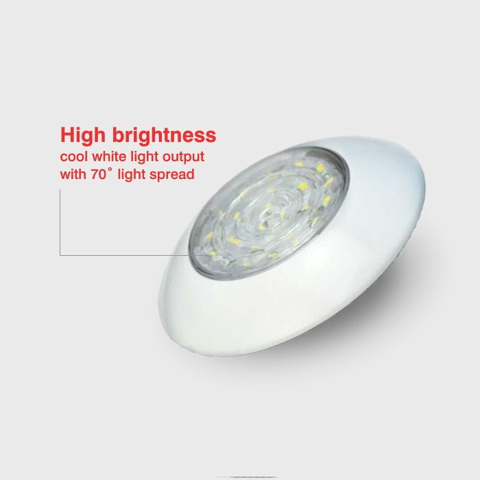 Indvendig lampe Ø75mm – Hvid – 24V – nærbillede detaljer | LEA
