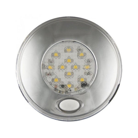 produktbillede forfra, der viser Indvendig lampe Ø80mm – Nat – Krom – LEA