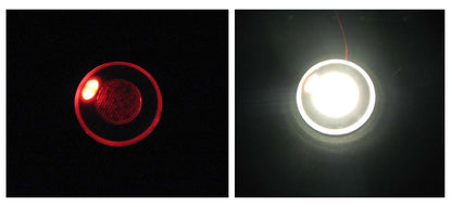 sidebillede, der viser profil og design af interiørlampe Ø80mm – Nat – Hvid – LEA