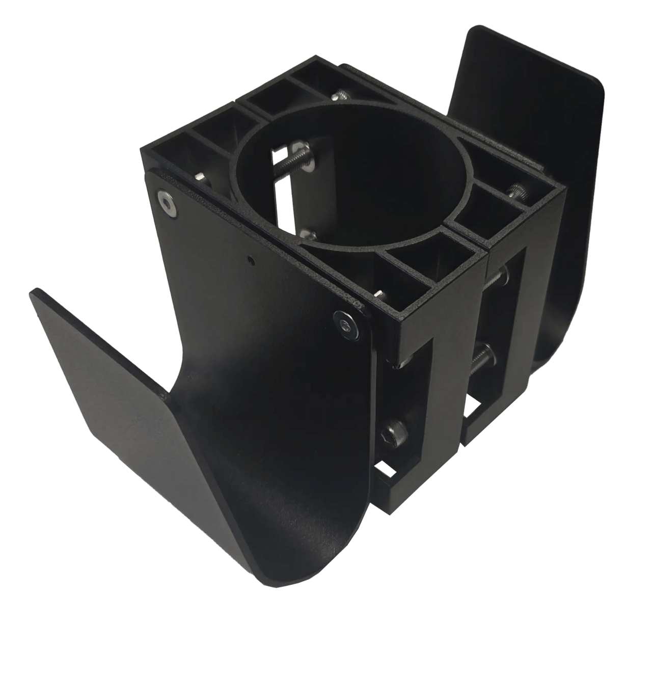 Kabelholder dobbelt til 60 mm stolpe - Sort S-Line - produktbillede forfra | S-Line