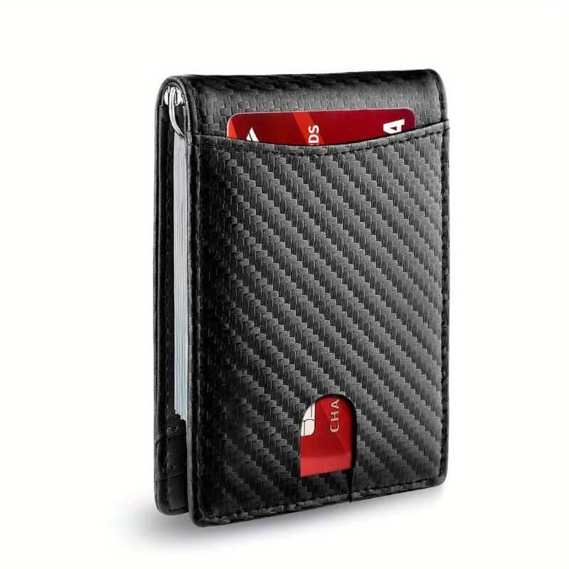 Carbon Fiber Læder tegnebog med RFID - Beskyttelse og pengeklemme - Elegant og sikker til kort og kontanter - Carlevel - 