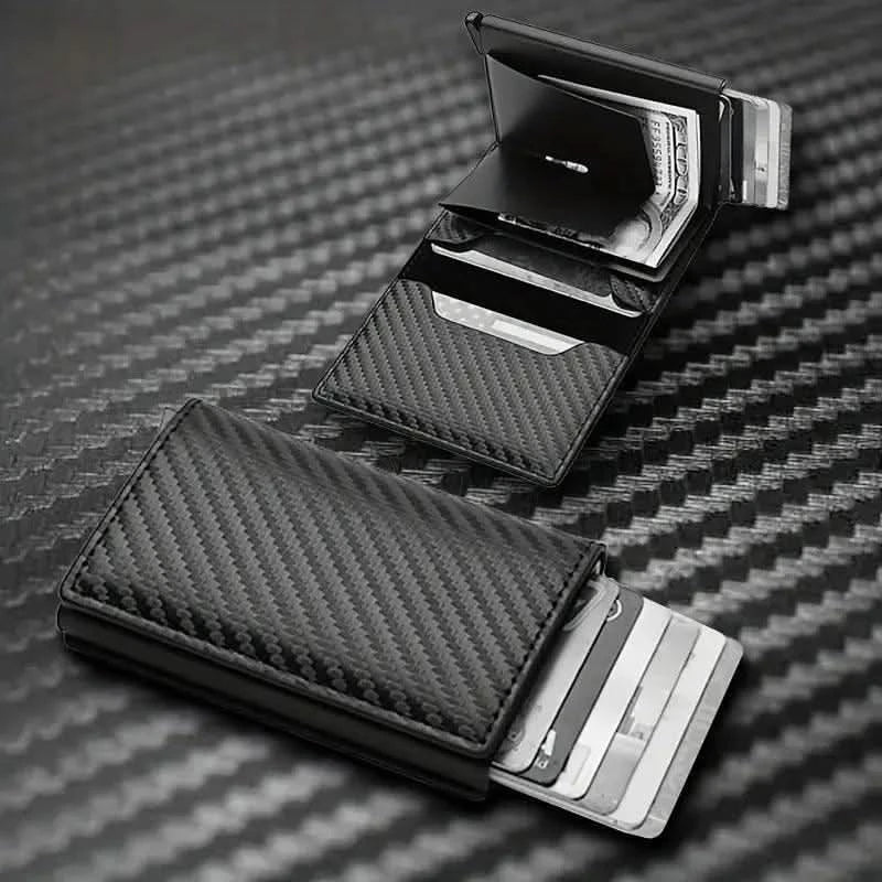 Carbon Fiber Pop-up kortholder - Elegant og holdbar Carbon Fiber tegnebog med hurtig adgang - Carlevel - 