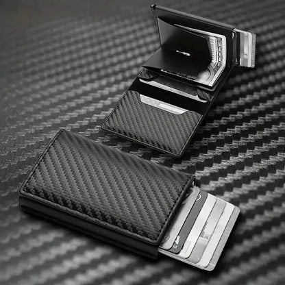 Carbon Fiber Pop-up kortholder - Elegant og holdbar Carbon Fiber tegnebog med hurtig adgang - Carlevel - 