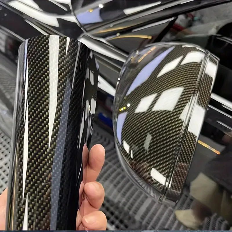Carbon fiber vinyl wrap - Holdbar PET film til bil- og motorcykelstyling - produktbillede forfra | Carlevel