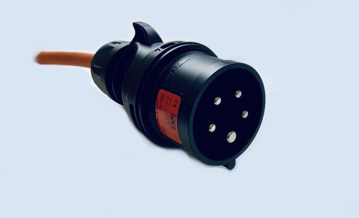 Ladekabel Mode 2 Type 2 11 kW 3-faset Evconnect - spiral bærbar EV-oplader - produkt set fra siden | Evconnect