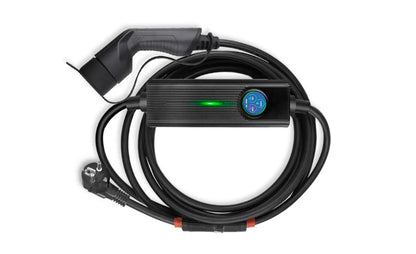 Ladekabel Mode 2 Type 2 11 kW Evconnect - semi-bærbar 1/3-faset 16A LCD RCD - produkt set fra siden | Evconnect