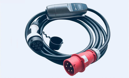 Ladekabel Mode 2 Type 2 22 kW Evconnect - bærbar 3-faset 32A LCD RCD - produktbillede forfra | Evconnect