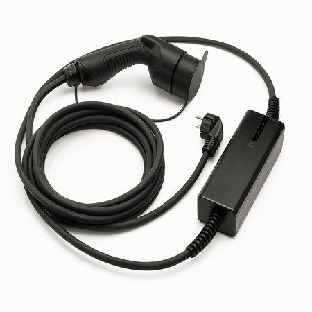 Ladekabel Type 2 Schuko/CEE 6–16A bærbar jordfejlsbeskyttelse - Evconnect - produktbillede forfra | Evconnect