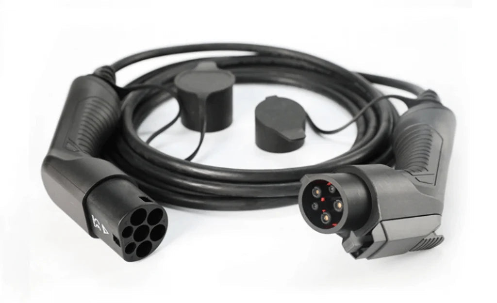 Ladekabel Type 1 til Type 2 3,7 kW 230 V 16A 1-faset Evconnect - Mode 3 ladekabel - nærbillede detaljer | Evconnect