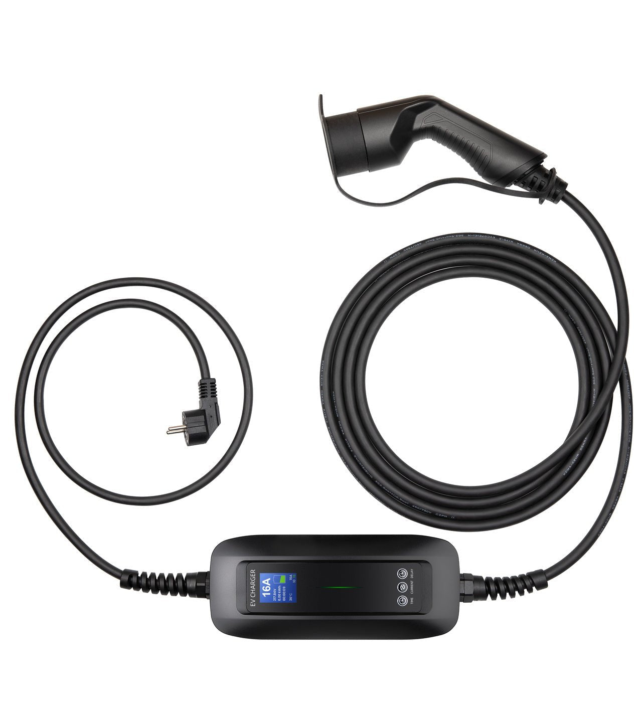 Bærbar oplader Type 2 6–16A 3,6kW – 5m justerbar Mode 2 - Carlevel - Ladekabler til husholdningsstik (Mode 2)