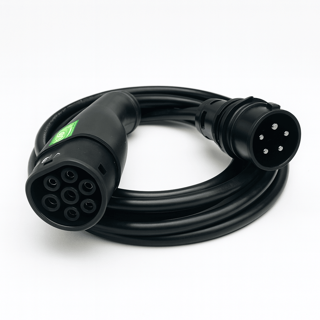 Ladekabel Type 2 3-faset 400V 6–16A Mode 2 bærbar - Evconnect - produktbillede forfra | Evconnect