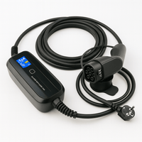 Ladekabel Type 2 Schuko 230V 6–16A med LCD - Evconnect bærbar - produktbillede forfra | Evconnect