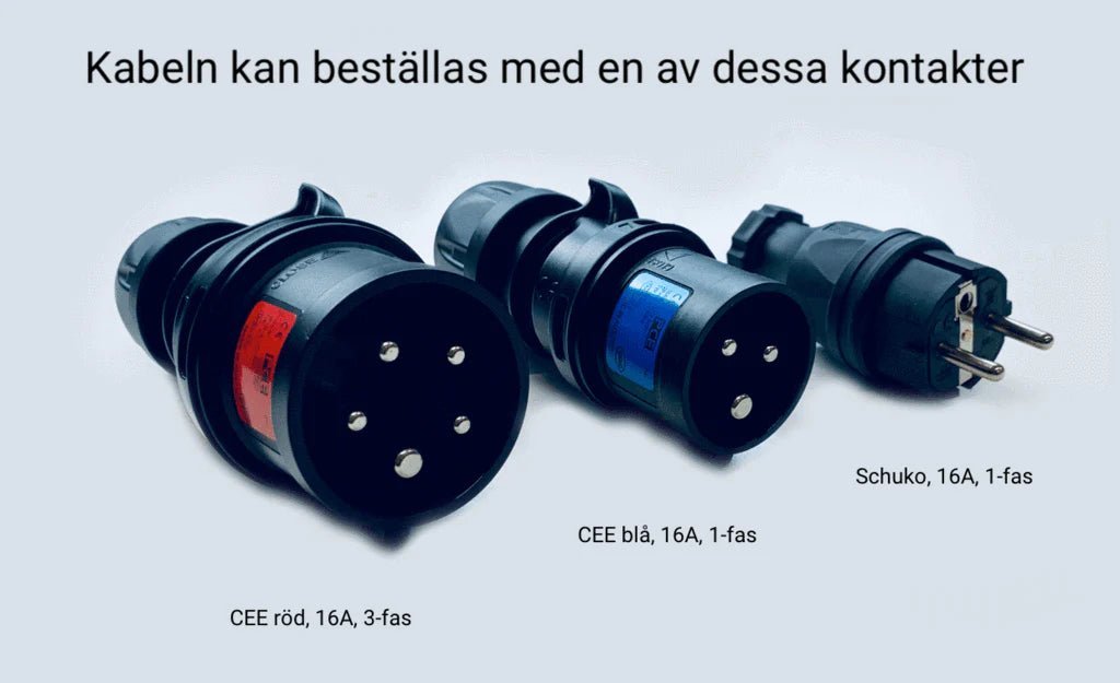 Ladekabel Type 2 Schuko 230V 6-16A med LCD - Evconnect bærbar - tilbehør og dele | Evconnect