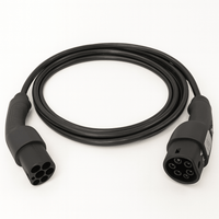 Ladekabel Type 2 til Type 2 11/22 kW 400 V 16/32A 3-faset med Tesla knap Evconnect - produktbillede forfra | Evconnect