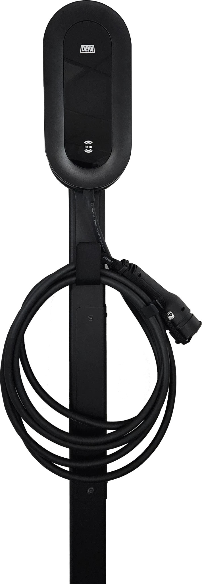 Laddstolpe S-Line Base till DEFA Power – 1-väg – Svart – Kabelhängare – närbild detaljer | S-Line
