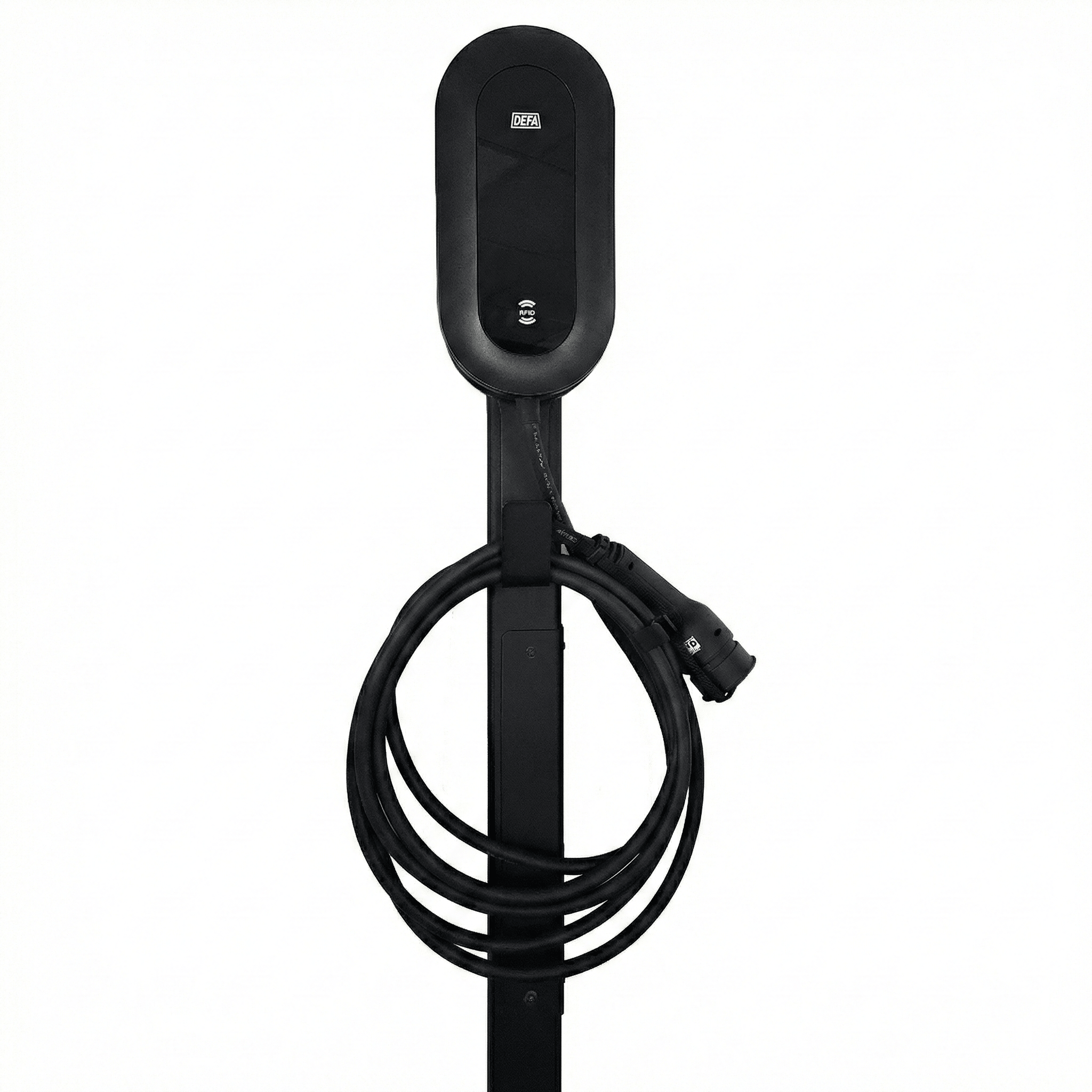 Laddstolpe S-Line Base till DEFA Power – 1-väg – Svart – Kabelhängare – produktbild framifrån | S-Line