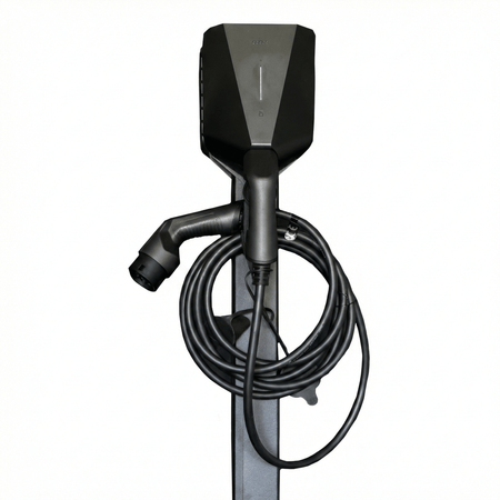 Ladestolpe S-Line Base til Easee - 2-vejs - Sort - Kabelophæng - 25 mm² - produktbillede forfra | S-Line