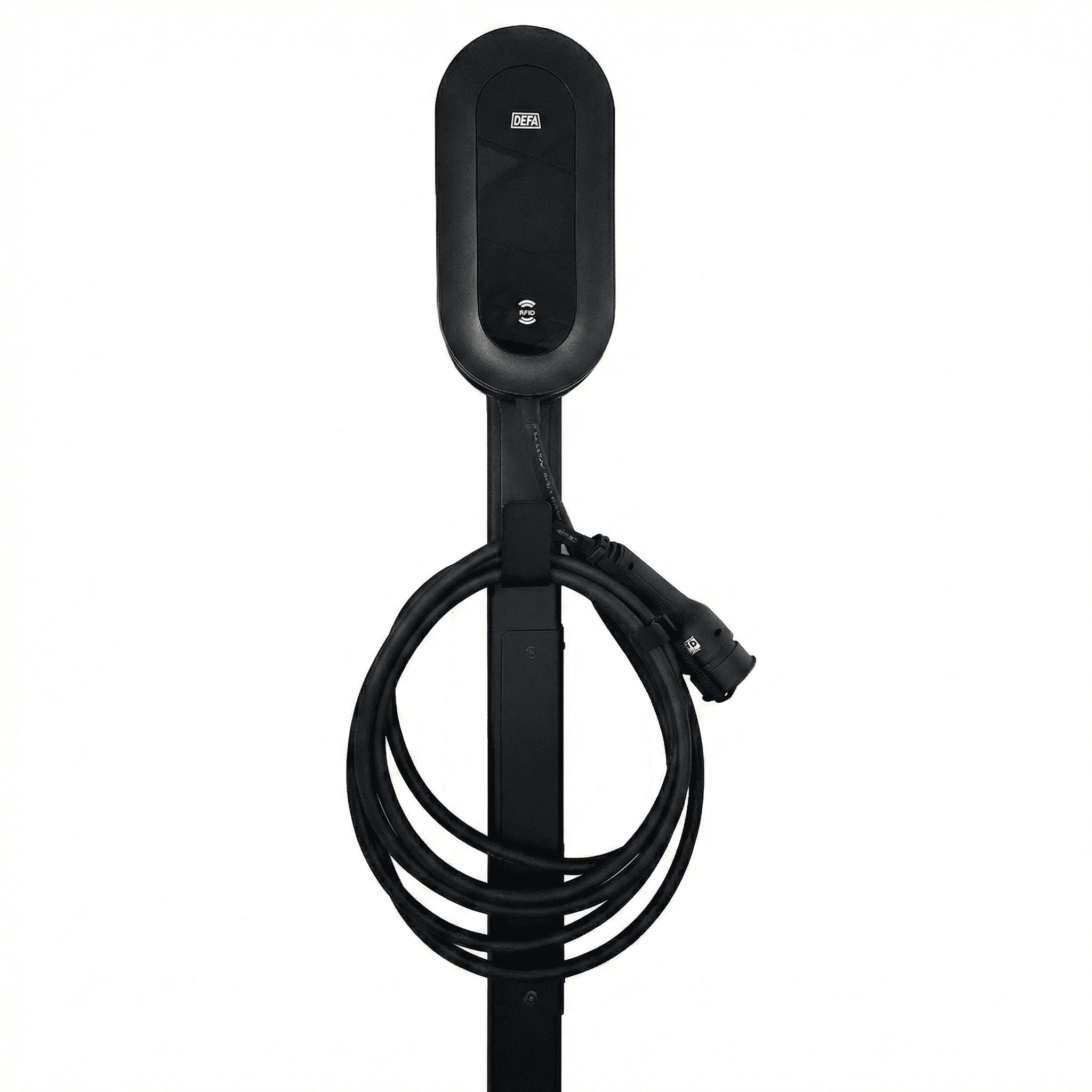 Ladestolpe S-Line Base til DEFA Power - 1-vejs - Sort - Kabelophæng - produktbillede forfra | S-Line