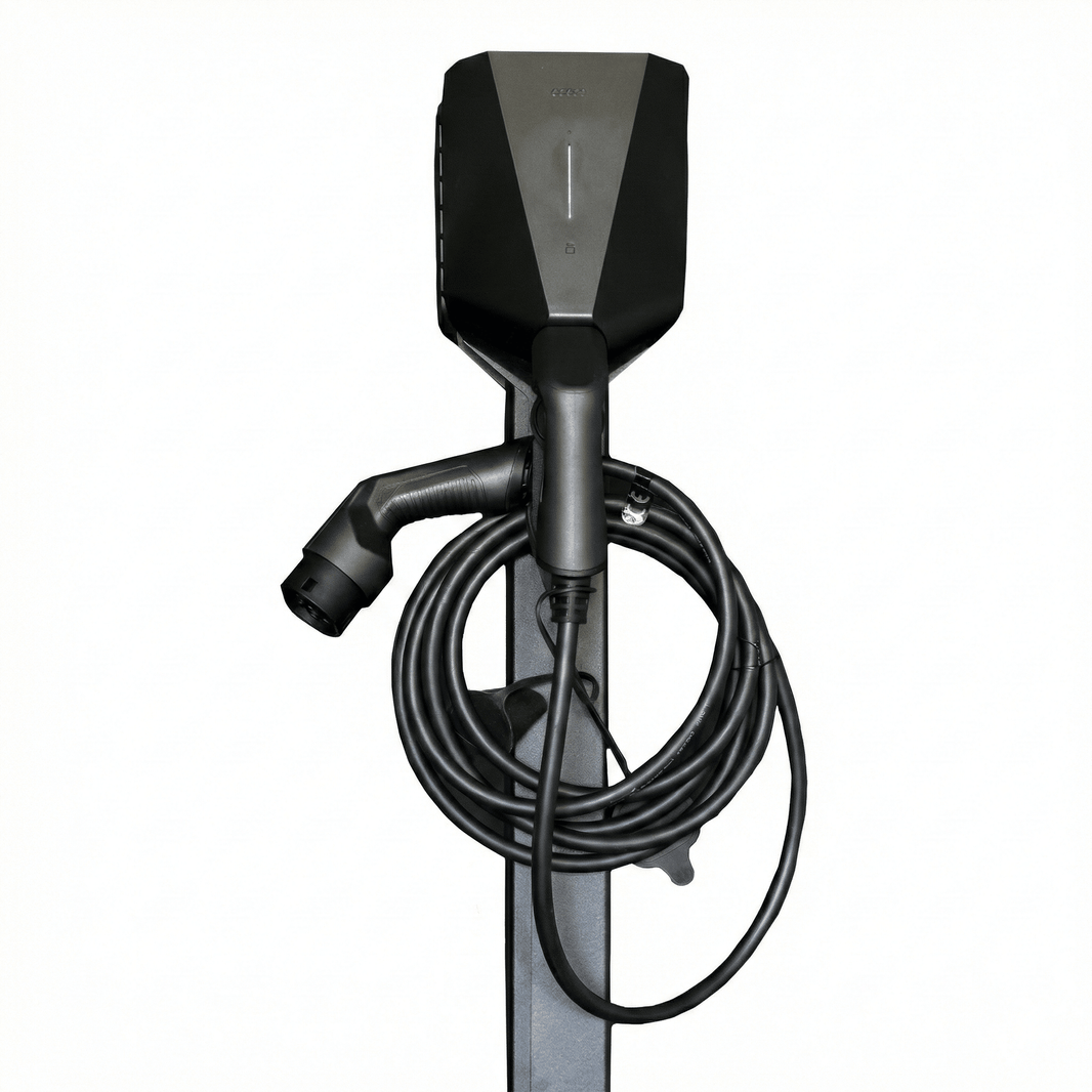 Ladestolpe S-Line Base til Easee - 2-vejs - Sort - Kabelophæng - 25 mm² - produktbillede forfra | S-Line