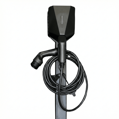 Ladestolpe S-Line Base til Easee - 2-vejs - Sort - Kabelophæng - 25 mm² - produktbillede forfra | S-Line