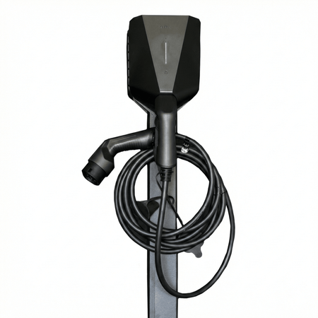 Ladestolpe S-Line Base til Easee - 2-vejs - Sort - Kabelophæng - 25 mm² - produktbillede forfra | S-Line