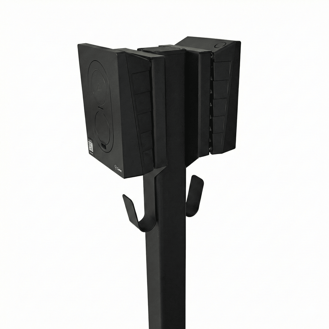 Ladestolpe S-Line Base til Zaptec Go - 2-vejs - Sort - Kabelophæng - 25 mm² - produktbillede forfra | S-Line