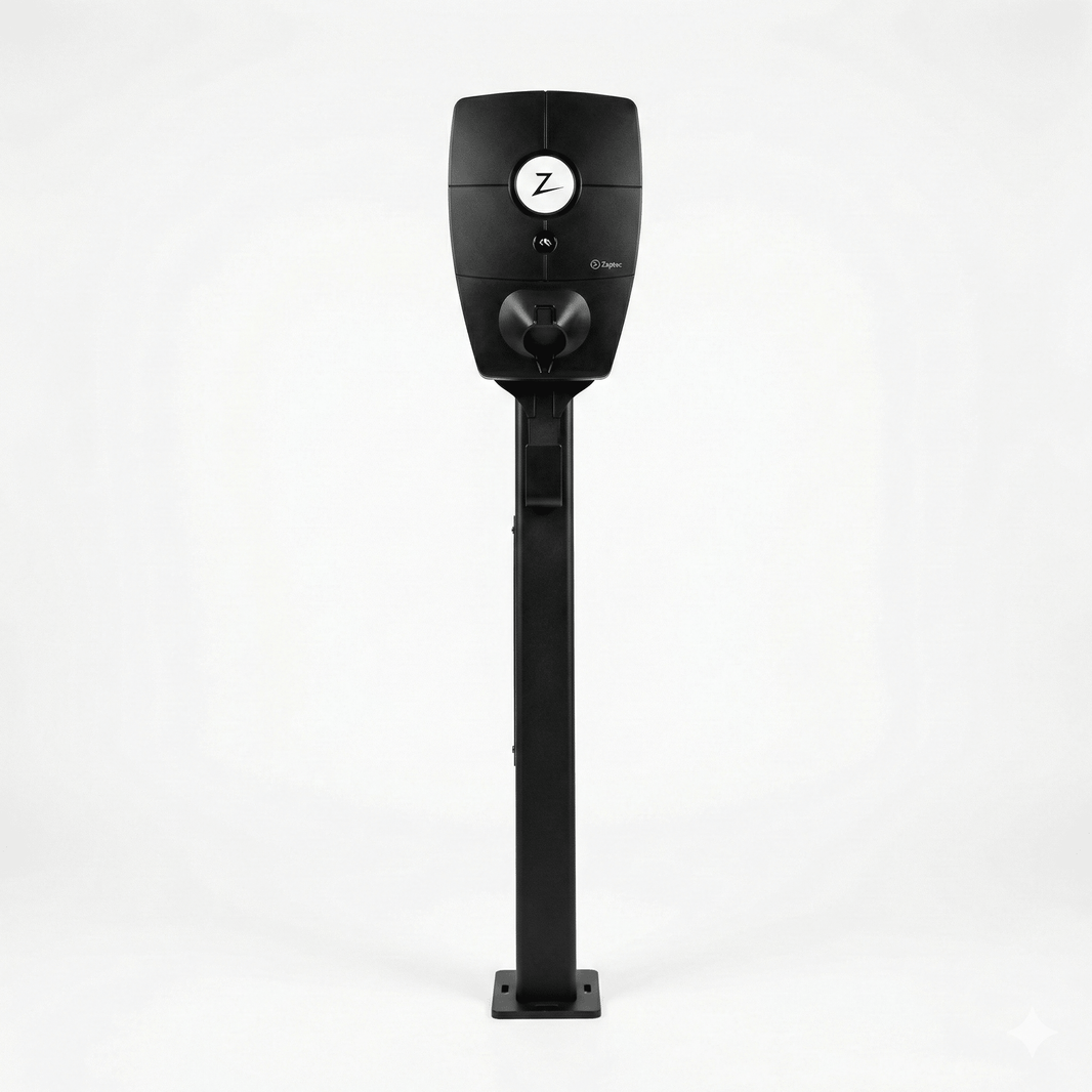 Ladestolpe Zaptec Pro 1-vejs S-Line Base - sort - 25 mm² - produktbillede forfra | S-Line