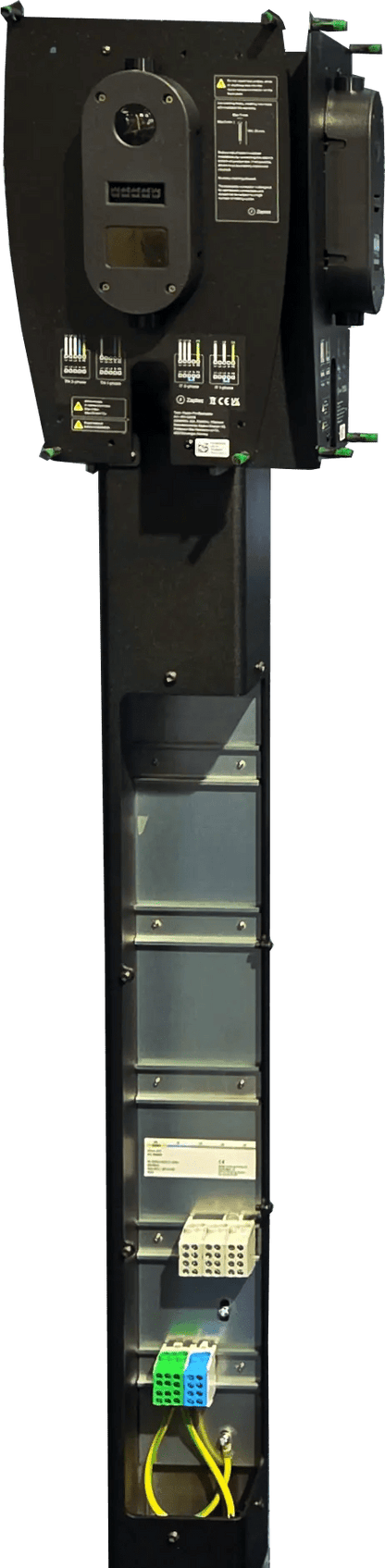 Ladestolpe Zaptec Pro 120 1-4-vejs S-Line Base – RAL 9005 – 25 mm² – emballage og indhold | S-Line