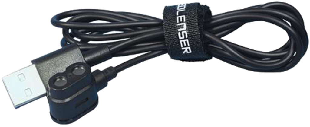 Ledlenser magnetisk ladekabel iH/MH-serien sort lynlås - hætte - forfra produktbillede | LED LINSER