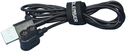 Ledlenser magnetisk ladekabel iH/MH-serien sort lynlås - hætte - forfra produktbillede | LED LINSER