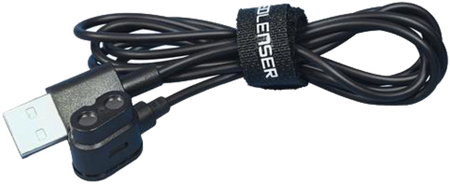 Ledlenser magnetisk ladekabel iH/MH-serien sort lynlås - hætte - forfra produktbillede | LED LINSER