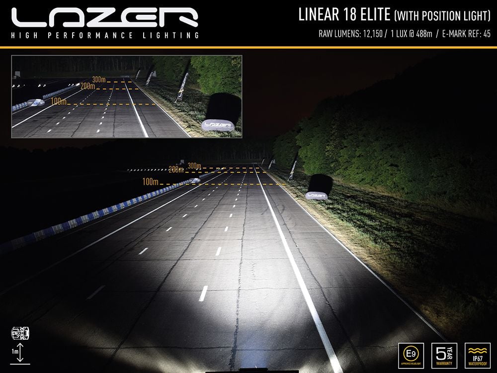 Lazer Linear – 18 Elite led – rampe – Positionslys – 532 mm – produkt set fra siden | Laser