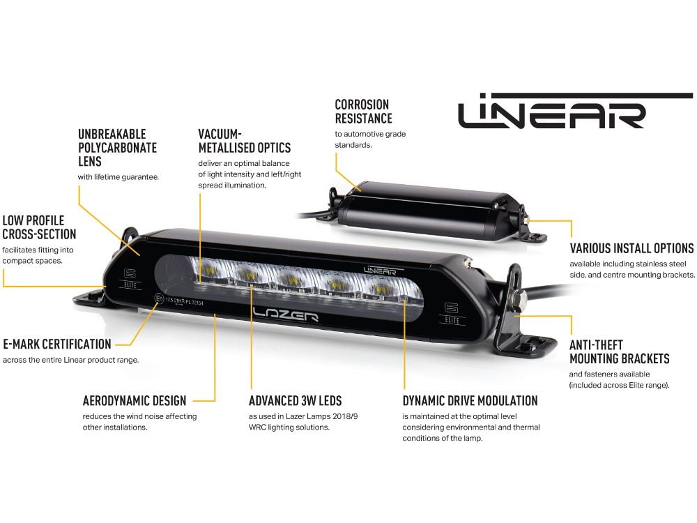 Lazer Linear – 6 led – rampe – 232 mm – dimensionsspecifikation | Laser