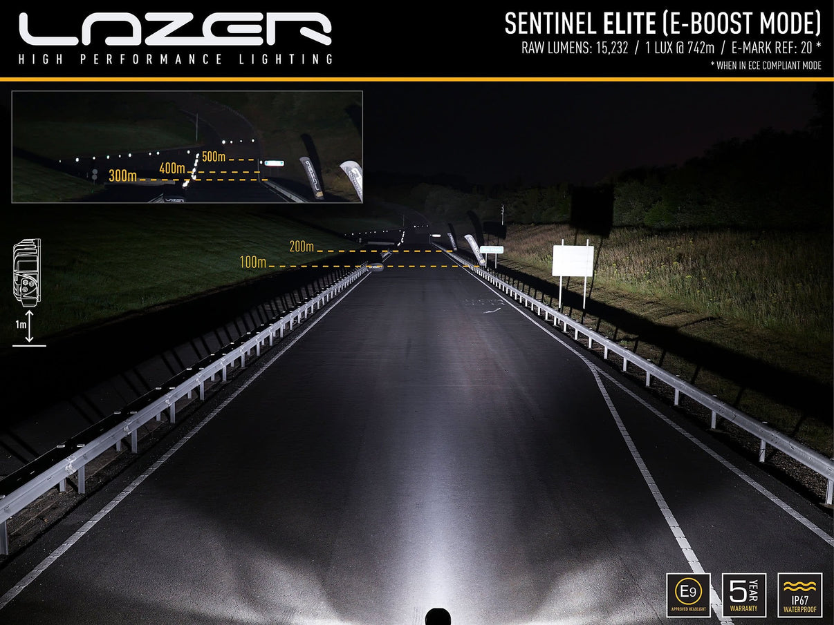 Lazer Sentinel Elite LED hjælpelys 9" Sort Positionslys - nærbillede detaljer | Laser