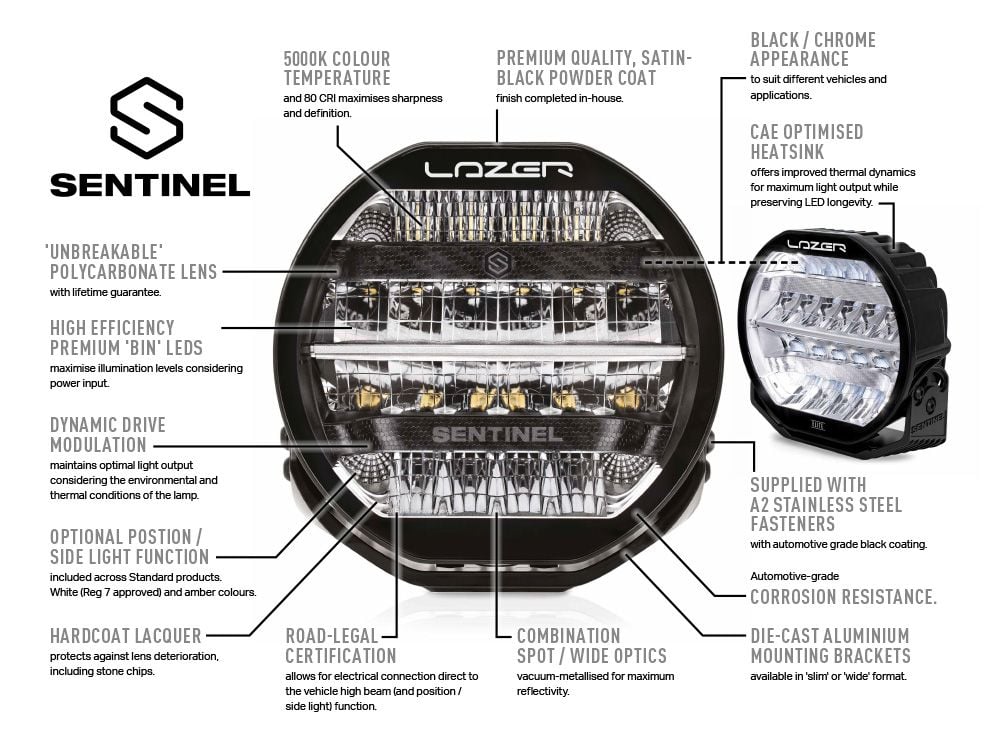 Lazer Sentinel Std LED-hjælpelys 9" Sort - tilbehør og dele | Laser