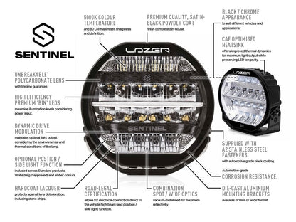 Lazer Sentinel Std LED-hjælpelys 9" Sort - tilbehør og dele | Laser